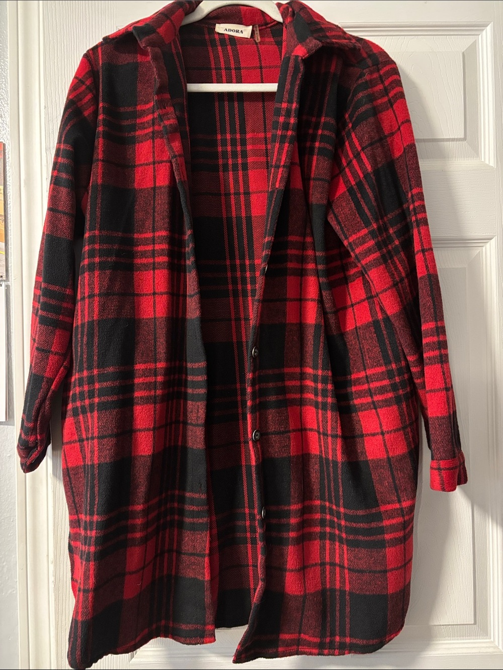 ADORA Red and Black Plaid Coat